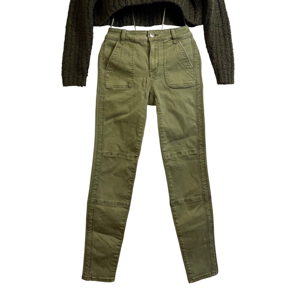American Eagle Next Level Stretch high-rise jeggings in an army green color